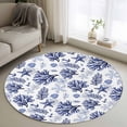 thumbnail image 1 of Round Rug 4Ft Washable Non-Slip, Navy Blue Coastal Circle Area Rugs for Living Room Bedroom, Coral Starfish Seaside Summer Beach Indoor Floor Mats Carpet Runner for Home Decor Aesthetic, 1 of 8