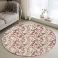 thumbnail image 1 of Round Rug 4Ft Washable Non-Slip, Pink Beige Flowers Circle Area Rugs for Living Room Bedroom, Spring Floral Elegant Pastoral Rustic Indoor Floor Mats Carpet Runner for Home Decor Aesthetic, 1 of 8