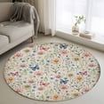thumbnail image 1 of Round Rug 4Ft Washable Non-Slip, Pink Spring Floral Circle Area Rugs for Living Room Bedroom, Elegant Pastoral Flowers Butterflies Vintage Indoor Floor Mats Carpet Runner for Home Decor Aesthetic, 1 of 8