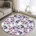 thumbnail image 1 of Round Rug 4Ft Washable Non-Slip, Purple Pink Roses Circle Area Rugs for Living Room Bedroom, Spring Floral Elegant Pastoral Botanical Indoor Floor Mats Carpet Runner for Home Decor Aesthetic, 1 of 8