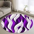 thumbnail image 1 of Round Rug 4Ft Washable Non-Slip, Purple White Moire Circle Area Rugs for Living Room Bedroom, Modern Abstract Art Indoor Floor Mats Carpet Runner for Home Decor Aesthetic, 1 of 8