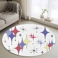 thumbnail image 1 of Round Rug 4Ft Washable Non-Slip, Red Purple Diamond Circle Area Rugs for Living Room Bedroom, Modern Geometric Middle Century Retro Indoor Floor Mats Carpet Runner for Home Decor Aesthetic, 1 of 8