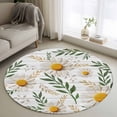 thumbnail image 1 of Round Rug 4Ft Washable Non-Slip, Spring Daisy Circle Area Rugs for Living Room Bedroom, Farmhouse Country Flower Leaf Plant Wood Grain Indoor Floor Mats Carpet Runner for Home Decor Aesthetic, 1 of 8
