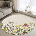 thumbnail image 1 of Round Rug 4Ft Washable Non-Slip, Spring Floral Circle Area Rugs for Living Room Bedroom, Yellow Flowers Pastoral Botanical Rustic Indoor Floor Mats Carpet Runner for Home Decor Aesthetic, 1 of 8