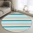 thumbnail image 1 of Round Rug 4Ft Washable Non-Slip, Teal Khaki Striped Circle Area Rugs for Living Room Bedroom, Farmhouse Stripes Modern Abstract Art Indoor Floor Mats Carpet Runner for Home Decor Aesthetic, 1 of 8