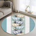 thumbnail image 1 of Round Rug 4Ft Washable Non-Slip, Turquoise Thanksgiving Circle Area Rugs for Living Room Bedroom, Fall Pumpkin Eucalyptus Leaves Indoor Floor Mats Carpet Runner for Home Decor Aesthetic, 1 of 8