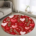 thumbnail image 1 of Round Rug 4Ft Washable Non-Slip, Valentines Circle Area Rugs for Living Room Bedroom, Pink Red Love Heart Spring Green Botanical Indoor Floor Mats Carpet Runner for Home Decor Aesthetic, 1 of 8