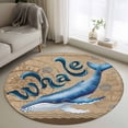 thumbnail image 1 of Round Rug 4Ft Washable Non-Slip, Vintage Whale Circle Area Rugs for Living Room Bedroom, Brown Nautical Anchor Bubbles Coastal Indoor Floor Mats Carpet Runner for Home Decor Aesthetic, 1 of 8