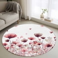 thumbnail image 1 of Round Rug 4Ft Washable Non-Slip, Watercolor Flowers Circle Area Rugs for Living Room Bedroom, Spring Pink Ink Floral Botanical Indoor Floor Mats Carpet Runner for Home Decor Aesthetic, 1 of 8