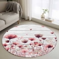 thumbnail image 1 of Round Rug 4Ft Washable Non-Slip, Watercolor Pink Flowers Circle Area Rugs for Living Room Bedroom, Spring Flowers Botanical Wood Grain Indoor Floor Mats Carpet Runner for Home Decor Aesthetic, 1 of 8