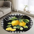 thumbnail image 1 of Round Rug 4Ft Washable Non-Slip, Yellow Lemon Circle Area Rugs for Living Room Bedroom, Summer Botanical Black White Checkered Indoor Floor Mats Carpet Runner for Home Decor Aesthetic, 1 of 8