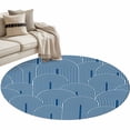thumbnail image 1 of Round Rug 4ft Area Rug, Bohemian Abstract Geometric Arch Area Rugs for Living Room Bedroom, Abstract Navy Blue Floor Mat Non-Slip Non-Shedding Carpet Indoor Accent Rugs, 1 of 9