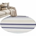 thumbnail image 1 of Round Rug 4ft Area Rug, Classic Stripes Retro Area Rugs for Living Room Bedroom, Blue Beige White Floor Mat Non-Slip Non-Shedding Carpet Indoor Accent Rugs, 1 of 9