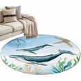 thumbnail image 1 of Round Rug 4ft Area Rug, Coastal Ocean Whale Fish Area Rugs for Living Room Bedroom, Sea Blue Marine Life Floor Mat Non-Slip Non-Shedding Carpet Indoor Accent Rugs, 1 of 9