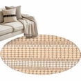 thumbnail image 1 of Round Rug 4ft Area Rug, Farm Lattice Houndstooth Pattern Area Rugs for Living Room Bedroom, Rustic Beige Khaki Plaid Floor Mat Non-Shedding Non-Slip Carpet Indoor Accent Rugs, 1 of 9