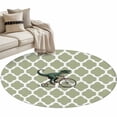 thumbnail image 1 of Round Rug 4ft Area Rug, Green Dinosaur Bicycle Area Rugs for Living Room Bedroom, Abstract Green Geometric Pattern Floor Mat Non-Slip Non-Shedding Carpet Indoor Accent Rugs, 1 of 9