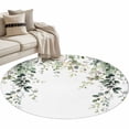 thumbnail image 1 of Round Rug 4ft Area Rug, Watercolor Spring Eucalyptus Leaves Area Rugs for Living Room Bedroom, Botanical Leaf on White Floor Mat Non-Slip Non-Shedding Carpet Indoor Accent Rugs, 1 of 9