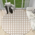 thumbnail image 1 of Round Rug 4ft for Kitchen Living Room Bedroom Dining Room Table Outdoor Entryway Washable Large Carpet Circular Circle Area Rug Beige Gingham Easter Spring, 1 of 4