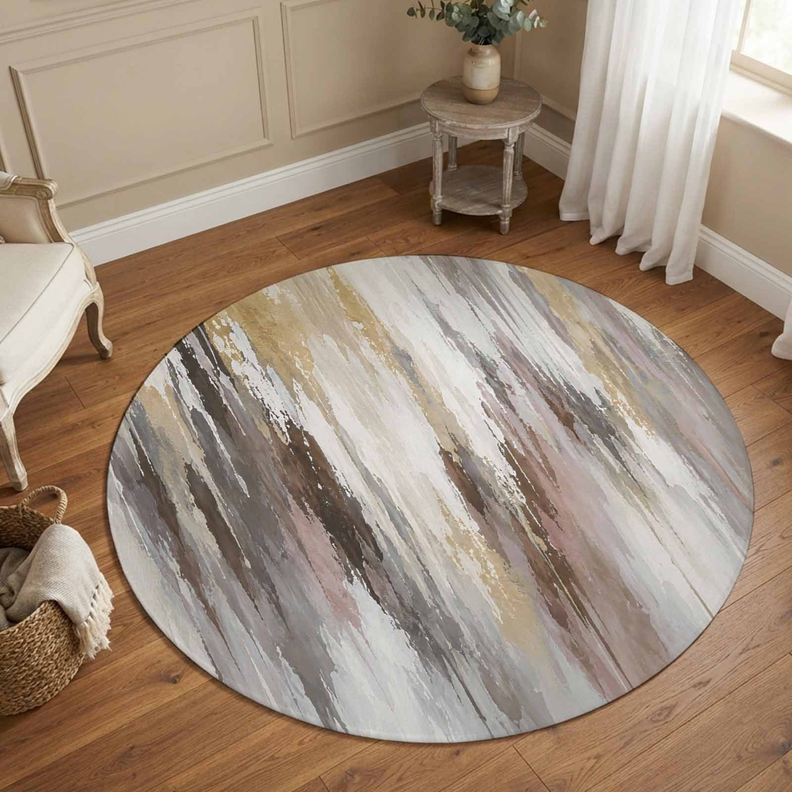Round Shape Rug Round Rug 5Ft Washable Non-Slip, Abstract Circle Area Rugs for Living ...