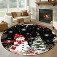 thumbnail image 1 of Round Rug 5Ft Washable Non-Slip, Black Christmas Circle Area Rugs for Living Room Bedroom, Snowman Xmas Tree Coastal Snowflake Starfish Indoor Floor Mats Carpet Runner for Home Decor Aesthetic, 1 of 8