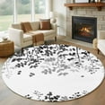 thumbnail image 1 of Round Rug 5Ft Washable Non-Slip, Black Leaves Circle Area Rugs for Living Room Bedroom, Summer Botanical Indoor Floor Mats Carpet Runner for Home Decor Aesthetic, 1 of 8