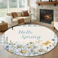 thumbnail image 1 of Round Rug 5Ft Washable Non-Slip, Blue Daisy Floral Circle Area Rugs for Living Room Bedroom, Spring Country Flower Butterflies Plaid Indoor Floor Mats Carpet Runner for Home Decor Aesthetic, 1 of 8
