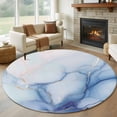 thumbnail image 1 of Round Rug 5Ft Washable Non-Slip, Blue Marble Circle Area Rugs for Living Room Bedroom, Gradual Modern Abstract Art Indoor Floor Mats Carpet Runner for Home Decor Aesthetic, 1 of 8
