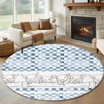 thumbnail image 1 of Round Rug 5Ft Washable Non-Slip, Blue Plaid Farmhouse Circle Area Rugs for Living Room Bedroom, Watercolor Cute Country Pigs Checkered Indoor Floor Mats Carpet Runner for Home Decor Aesthetic, 1 of 8