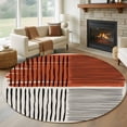 thumbnail image 1 of Round Rug 5Ft Washable Non-Slip, Brown Striped Circle Area Rugs for Living Room Bedroom, Farmhouse Stripes Modern Abstract Art Indoor Floor Mats Carpet Runner for Home Decor Aesthetic, 1 of 8