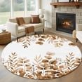 thumbnail image 1 of Round Rug 5Ft Washable Non-Slip, Brown Yellow Eucalyptus Leaves Circle Area Rugs for Living Room Bedroom, Watercolor Spring Summer Botanical Indoor Floor Mats Carpet Runner for Home Decor Aesthetic, 1 of 8