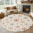 thumbnail image 1 of Round Rug 5Ft Washable Non-Slip, Christmas Snowflakes Circle Area Rugs for Living Room Bedroom, Xmas Snowy Winter Beige Indoor Floor Mats Carpet Runner for Home Decor Aesthetic, 1 of 8