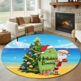 thumbnail image 1 of Round Rug 5Ft Washable Non-Slip, Coastal Christmas Circle Area Rugs for Living Room Bedroom, Xmas Tree Santa Ocean Beach Nautical Indoor Floor Mats Carpet Runner for Home Decor Aesthetic, 1 of 8