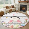 thumbnail image 1 of Round Rug 5Ft Washable Non-Slip, Easter Circle Area Rugs for Living Room Bedroom, Spring Bunny Feet Eggs Floral Herb Wooden Plank Indoor Floor Mats Carpet Runner for Home Decor Aesthetic, 1 of 8