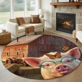 thumbnail image 1 of Round Rug 5Ft Washable Non-Slip, Farm Pig Circle Area Rugs for Living Room Bedroom, Farmhouse Barn Funny Animals Butterfly Indoor Floor Mats Carpet Runner for Home Decor Aesthetic, 1 of 8