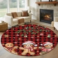 thumbnail image 1 of Round Rug 5Ft Washable Non-Slip, Gingerbread Christmas Circle Area Rugs for Living Room Bedroom, Xmas Balls Branches Red Buffalo Plaid Indoor Floor Mats Carpet Runner for Home Decor Aesthetic, 1 of 8