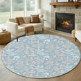 thumbnail image 1 of Round Rug 5Ft Washable Non-Slip, Gray Blue Dandelion Circle Area Rugs for Living Room Bedroom, Spring Flowers Modern Minimalist Indoor Floor Mats Carpet Runner for Home Decor Aesthetic, 1 of 8