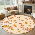 thumbnail image 1 of Round Rug 5Ft Washable Non-Slip, Orange Leaves Fall Circle Area Rugs for Living Room Bedroom, Birds Branches Pine Cones Indoor Floor Mats Carpet Runner for Home Decor Aesthetic, 1 of 8