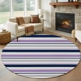 thumbnail image 1 of Round Rug 5Ft Washable Non-Slip, Purple Grey Striped Circle Area Rugs for Living Room Bedroom, Farmhouse Stripes Modern Abstract Art Indoor Floor Mats Carpet Runner for Home Decor Aesthetic, 1 of 8