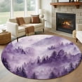 thumbnail image 1 of Round Rug 5Ft Washable Non-Slip, Purple Mountain Circle Area Rugs for Living Room Bedroom, Misty Forest Nature Woodland Pine Tree Landscape Indoor Floor Mats Carpet Runner for Home Decor Aesthetic, 1 of 8