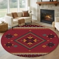 thumbnail image 1 of Round Rug 5Ft Washable Non-Slip, Red Circle Area Rugs for Living Room Bedroom, Boho Vintage Ethnic Tribe Abstract Art Retro Indoor Floor Mats Carpet Runner for Home Decor Aesthetic, 1 of 8