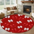 thumbnail image 1 of Round Rug 5Ft Washable Non-Slip, Red White Bow Circle Area Rugs for Living Room Bedroom, Modern Art Watercolor Bowknot Indoor Floor Mats Carpet Runner for Home Decor Aesthetic, 1 of 8