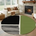 thumbnail image 1 of Round Rug 5Ft Washable Non-Slip, Sage Green Black Circle Area Rugs for Living Room Bedroom, Farmhouse Striped Modern Abstract Art Indoor Floor Mats Carpet Runner for Home Decor Aesthetic, 1 of 8