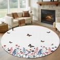 thumbnail image 1 of Round Rug 5Ft Washable Non-Slip, Spring Floral Butterfly Circle Area Rugs for Living Room Bedroom, Farmhouse Flowers Botanical Indoor Floor Mats Carpet Runner for Home Decor Aesthetic, 1 of 8
