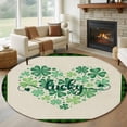thumbnail image 1 of Round Rug 5Ft Washable Non-Slip, St Patrick's Day Circle Area Rugs for Living Room Bedroom, Dark Green Lucky Shamrocks Heart Shape Indoor Floor Mats Carpet Runner for Home Decor Aesthetic, 1 of 8