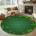 thumbnail image 1 of Round Rug 5Ft Washable Non-Slip, St. Patrick's Day Circle Area Rugs for Living Room Bedroom, Green Shamrock Wooden Grain Spring Indoor Floor Mats Carpet Runner for Home Decor Aesthetic, 1 of 8
