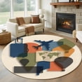 thumbnail image 1 of Round Rug 5Ft Washable Non-Slip, Travel Adventure Circle Area Rugs for Living Room Bedroom, Modern Maps Luggage Hot Balloons Indoor Floor Mats Carpet Runner for Home Decor Aesthetic, 1 of 8