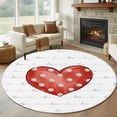 thumbnail image 1 of Round Rug 5Ft Washable Non-Slip, Valentine's Day Circle Area Rugs for Living Room Bedroom, Red Love Polka Dots Lines Minimalist Indoor Floor Mats Carpet Runner for Home Decor Aesthetic, 1 of 8