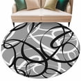 thumbnail image 1 of Round Rug 5ft Area Rug,Abstraction Distortion Lines Art Area Rugs for Living Room Bedroom,Black White Gray Floor Mat Non-Slip Non-Shedding Carpet Indoor Accent Rugs, 1 of 9
