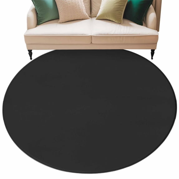 Round Rug 5ft Area Rug, Deep Grey Pure Color Area Rugs for Living Room Bedroom, Minimalist Style Gray Floor Mat Non-Slip Non-Shedding Carpet Indoor Accent Rugs
