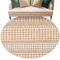 thumbnail image 1 of Round Rug 5ft Area Rug, Farm Lattice Houndstooth Pattern Area Rugs for Living Room Bedroom, Rustic Beige Khaki Plaid Floor Mat Non-Shedding Non-Slip Carpet Indoor Accent Rugs, 1 of 9